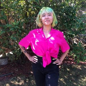 Vintage Short Sleeve Silky Blouse